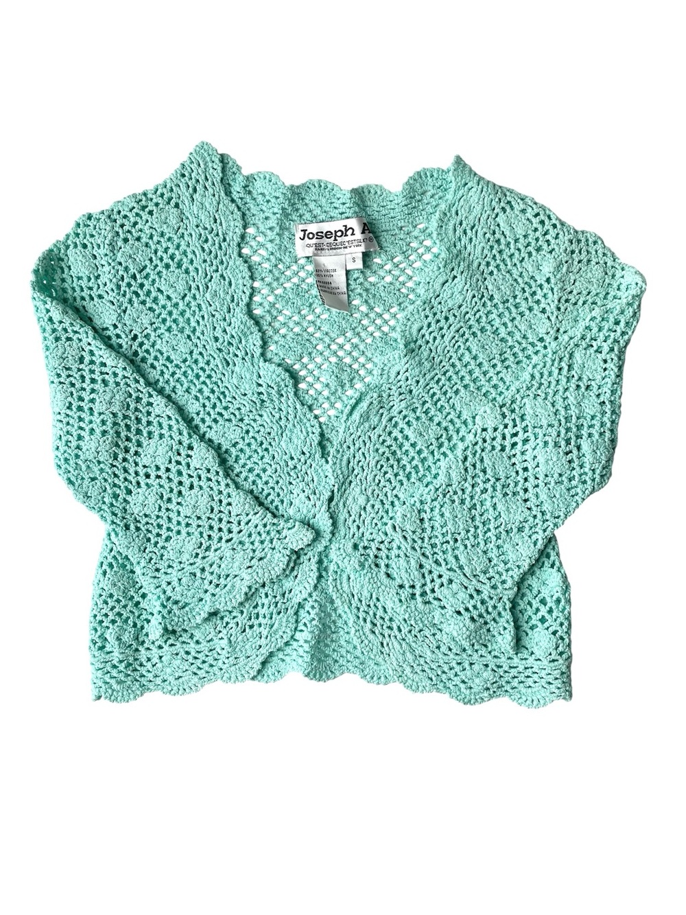 Joseph A Lace Crochet Crop Cardigan Aqua Green